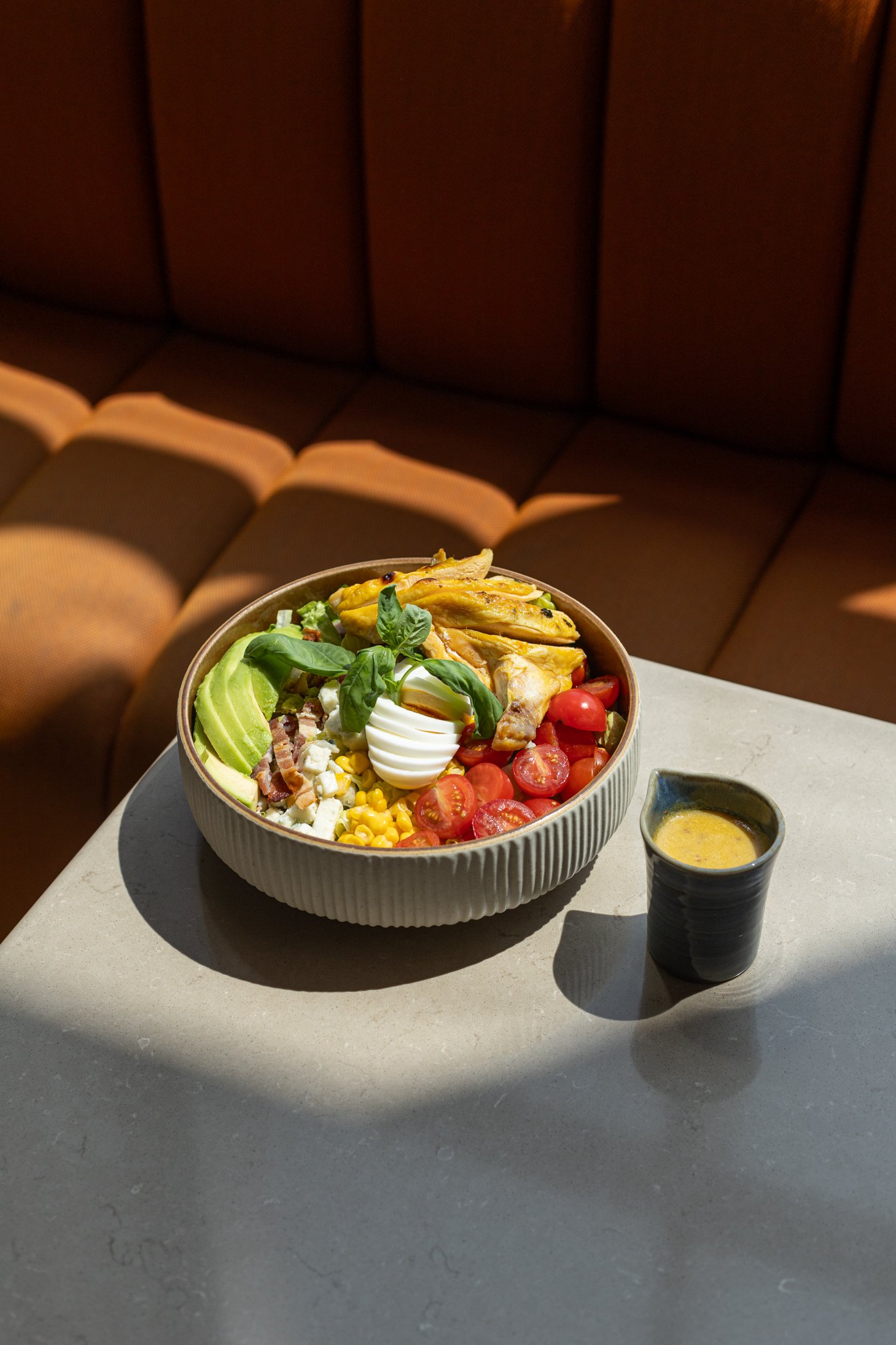 Photo of our Green Godess Salad with chicken and avocado